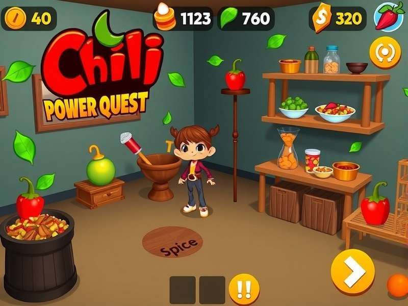 Chili Power Quest gameplay screenshot showing character collecting spices